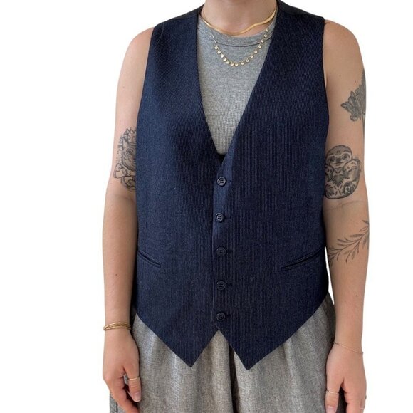 Vintage 1970s Yves Saint Laurent YSL Navy Blue Wool 3 Piece Blazer Suit Set 40R - Picture 13 of 13